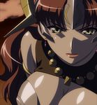  1girl breasts claudette_(queen&#039;s_blade) claudette_(queen's_blade) cleavage earrings female green_eyes highres jewelry large_breasts long_hair queen&#039;s_blade queen's_blade red_hair solo stitched 