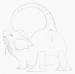 2015 all_fours anus female feral looking_back mammal monochrome nintendo open_mouth pencil_(artwork) pok&eacute;mon pussy raised_tail rat raticate rear_view rodent simple_background sketch solo teeth traditional_media_(artwork) video_games white_background yaroul 