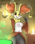  anthro areola atherol black_fur breasts candle delphox eyelashes fur looking_at_viewer navel nintendo nipples open_mouth orange_eyes orange_fur pok&eacute;mon pussy skill solo standing teeth tongue video_games white_fur yellow_fur 