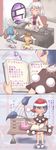  animal_ears blue_hair blush book bunny_ears bunny_girl closed_eyes commentary_request desk doremy_sweet happy highres keikou_ryuudou kishin_sagume light_brown_hair looking_at_another multiple_girls open_book pom_pom_(clothes) reading ringo_(touhou) seiran_(touhou) short_hair silver_hair sitting smile tail tail_wagging touhou translation_request writing 