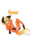  anthro bonbonboy butt canine cub digital_media_(artwork) female flat_chested fox foxcoon hybrid looking_at_viewer mammal nude paws pose presenting pussy raccoon simple_background smile solo syndey toes white_background young 
