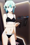  1girl animated animated_gif black_bra black_panties changing_room shinon_(sao) small_breasts swimsuit sword_art_online underwear underwear_only 