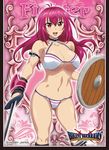  1girl bikini_warriors bra breasts female fighter_(bikini_warriors) huge_breasts large_breasts long_hair panties red_hair solo standing underwear 