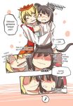  blush comic eighth_note fangs hug indonesian kapiten70 multiple_girls musical_note nazrin spoken_musical_note toramaru_shou touhou translated yuri 