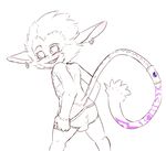  alvaro anthro briefs bulge clothing digital_drawing_(artwork) digital_media_(artwork) furfit league_of_legends line_art long_tail looking_at_viewer looking_back male mammal raised_tail rear_view smile solo spot_color tail_ring teasing underwear underwear_pull video_games yordle 