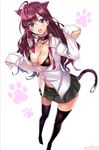  :3 animal_ears ashita_(2010) bad_id bad_twitter_id bell bell_collar blue_eyes breasts brown_hair cat_ears cat_tail collar ichinose_shiki idolmaster idolmaster_cinderella_girls long_hair looking_at_viewer medium_breasts sleeves_past_wrists smile solo tail thighhighs 