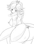  big_breasts big_butt black_and_white blush breasts butt female flora_fauna frown huge_butt lilligant looking_back monochrome nintendo nipples plant pok&eacute;mon solo sya video_games 