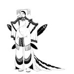  anthro avian bird black_and_white clothing crane female folded_arms hat monochrome queen_hila_(rml) rml robe royalty simple_background solo standing white_background 