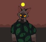  clothing hyena looking_at_viewer male mammal scpkid shirt simple_background solo sun tex 