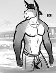  anthro anthrofied bgn clothed clothing half-dressed male nipples topless 