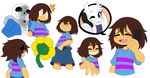  ambiguous_gender bone brown_hair caprine eyes_closed fangs female flower flowey_the_flower goat hair human mammal phone plant protagonist_(undertale) sans_(undertale) skeleton smile sssonic2 sweat toriel undertale 