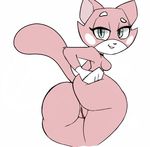  anthro breasts butt cat edit feline fur mammal nude pink_fur raised_tail shima_luan side_boob simple_background super_planet_dolan vimhomeless 