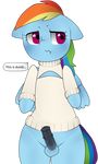  blue_fur clothing crossgender equine friendship_is_magic fur hair hooves mammal multicolored_hair my_little_pony oouichi penis rainbow_dash_(mlp) text 