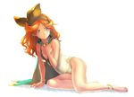  anklet barefoot blue_eyes blush breasts cleavage full_body granblue_fantasy hair_ribbon hairband jewelry legs long_hair medium_breasts orange_hair ribbon rison sara_(granblue_fantasy) simple_background solo white_background 