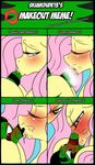  2015 anthro blush digitaldomain123 equine fan_character female feral fluttershy_(mlp) french_kissing friendship_is_magic horse kissing lizard male mammal messy my_little_pony pony reptile scalie 