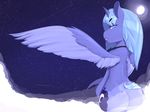  2015 anthro blue_eyes blue_hair butt cutie_mark equine female friendship_is_magic hair horn long_hair looking_at_viewer mammal mcnims moon my_little_pony nude outside princess_luna_(mlp) solo winged_unicorn wings 