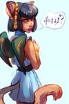  anthro black_hair braided_hair clothed clothing female hair looking_away rear_view red_eyes solo sphinx sphinx_princess text towergirls unknown_artist wings yellow_sclera 