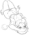  bikini breasts doku_sasori drill_hair full_body greyscale groin hair_ornament large_breasts mahou_shoujo_madoka_magica monochrome sketch solo swimsuit swimsuit_pull tomoe_mami twintails 