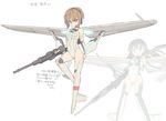  a6m_zero aircraft airplane aqua_eyes arm_warmers assault_rifle bare_shoulders black_hair blade_(galaxist) boots breasts brown_hair cleavage concept_art covered_navel full_body gun hair_ornament headset highleg highleg_leotard kasumigaura_misaki leg_lift leg_up leotard long_hair looking_at_viewer mecha_musume mechanical_wings multiple_girls official_art oihama_mio open_mouth propeller red_eyes rifle seraphim_zone short_hair simple_background skin_tight small_breasts standing standing_on_one_leg thigh_boots thighhighs weapon white_background wings world_war_ii 