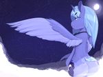  2015 absurd_res anthro blue_eyes blue_hair butt cutie_mark equine female friendship_is_magic hair hi_res horn long_hair looking_at_viewer mammal mcnims moon my_little_pony nude outside princess_luna_(mlp) solo winged_unicorn wings 