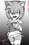 amy_rose bare_shoulders breasts furry long_sleeve looking_at_viewer monochrome pussy_juice sega smile sonic sonic_team sonic_the_hedgehog tcprod 