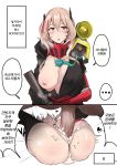  1boy 1girl 2koma :o absurdres blush breasts comic dinergate_(girls_frontline) girls_frontline gun hair_between_eyes headgear highres instant_loss_2koma jacket large_breasts long_hair looking_at_viewer m4_sopmod_ii_(girls_frontline) mating_press multicolored_hair open_mouth penis pink_hair red_eyes red_hair rifle ro635_(dinergate) sequential sex streaked_hair text_focus thighhighs tongue tongue_out torn_clothes translation_request vaginal weapon white_background yellowseeds 