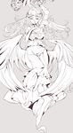  albedo bad_id bad_pixiv_id bare_shoulders breasts cleavage dress highres horns jewelry large_breasts lineart long_hair mitu_yang monochrome necklace open_mouth overlord_(maruyama) simple_background solo wings 