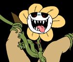  ambiguous_gender fangs flowey_the_flower protagonist_(undertale) sweat thorns tinybeasts undertale vines 