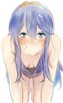  all_fours bent_over blue_eyes blue_hair breasts cleavage cum cum_on_hair downblouse facial fire_emblem fire_emblem:_kakusei leaning_forward long_hair looking_at_viewer lucina non-web_source simple_background sketch small_breasts solo tusia white_background 