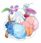  animalization artist_name bowl bunny cherry flower food fruit ice_cream kousetsu_samonji leaf maruneko no_humans sayo_samonji signature souza_samonji spoon touken_ranbu umbrella 