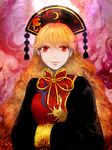  bad_id bad_pixiv_id black_dress blonde_hair chinese_clothes dress hat junko_(touhou) long_hair long_sleeves orange_hair red_eyes smile solo tabard touhou tsukitouru_kagami very_long_hair 