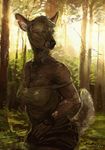  2015 anthro breasts cervine cleavage clothed clothing deer female forest mammal oouna solo tree 