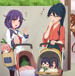  6+girls :d ^_^ adapted_object akagi_(kantai_collection) baby bag bitter_melon black_hair brown_hair carrot closed_eyes darkmaya eating_hair flight_deck flying_sweatdrops groceries hair_ornament high_ponytail houshou_(kantai_collection) i-58_(kantai_collection) japanese_clothes jealous jewelry kaga_(kantai_collection) kantai_collection long_hair long_sleeves motherly multiple_girls object_namesake open_mouth pantyhose peeking_out ponytail purple_hair red_hair ring short_hair side_ponytail smile spring_onion stalking stroller taigei_(kantai_collection) toy_airplane under_covers wedding_band wide_sleeves yamato_(kantai_collection) you're_doing_it_wrong younger 