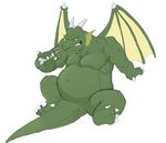  4_toes belly bone canson chubby claws colored_sketch cymbal cymbal_(character) dragon dragon_ball feet green_scales horn male muscular mutated_namekian namekian paws pecs picking_teeth relaxing scales scalie simple_background teeth toes two_horns white_background wings 