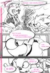  amy_rose bare_shoulders comic doujinshi furry looking_at_viewer monochrome sega smile sonic sonic_team sonic_the_hedgehog tcprod 