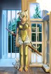  animal_ears armor bad_id bad_pixiv_id barefoot blush cat cat_ears cat_tail feet raybar solo standing sword tail weapon white_hair 