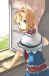  alice_margatroid blonde_hair blue_eyes face ginka hairband short_hair solo touhou window windowsill 