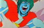  :d blue_eyes blue_skin captain_planet captain_planet_(character) captain_planet_(character)_(cosplay) cosplay crazy_eyes crazy_laugh crossover death_note green_hair headshop laughing lowres male_focus muscle open_mouth parody screencap smile solo source_request teeth third-party_edit v-shaped_eyebrows wind yagami_light 