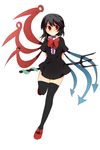  bad_id bad_pixiv_id black_hair black_legwear highres houjuu_nue ika polearm red_eyes short_hair snake solo thighhighs touhou weapon wings zettai_ryouiki 