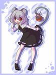  animal_ears basket grey_hair jewelry mouse mouse_ears mouse_tail nazrin pendant red_eyes short_hair solo spazzykoneko tail touhou 