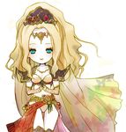  1girl belt blonde_hair blue_eyes cape earrings female final_fantasy final_fantasy_iv hair_ornament jewelry leotard long_hair lowres nightingale_(artist) rosa_farrell shoulder_pads simple_background solo tiara white_background 