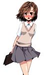  beshi blush brown_hair hair_ornament hairclip misaka_mikoto school_uniform short_hair solo to_aru_kagaku_no_railgun to_aru_majutsu_no_index 