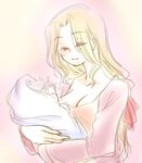  age_difference baby blonde_hair breasts ceodore_harvey cleavage eyes_closed female final_fantasy final_fantasy_iv ikarasi long_hair lowres milf rosa_farrell 
