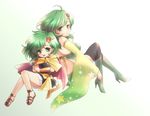  age_comparison bad_id bad_pixiv_id boots child detached_sleeves dual_persona en_la_festa final_fantasy final_fantasy_iv green_eyes green_footwear green_hair hair_ornament multiple_girls rydia thigh_boots thighhighs time_paradox younger 