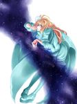  blonde_hair blue_hair boots highres long_hair macross macross_frontier macross_frontier:_itsuwari_no_utahime nonchi sheryl_nome solo thigh_boots thighhighs 