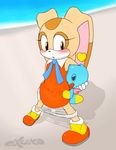  2015 anthro blush bottomless chao cheese_the_chao clothed clothing cream_the_rabbit excito female half-dressed hug implied lagomorph male mammal panties rabbit sonic_(series) sweat underwear 