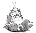  balls barefoot daftpatriot digital_media_(artwork) flaccid front_view greyscale koopa legs_up looking_at_viewer male mario_bros monochrome morton_koopa_jr naughty_face nintendo nude partially_retracted_foreskin penis reclining scalie sitting solo spread_legs spreading tongue tongue_out tusks uncut video_games 