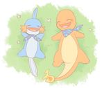  ambiguous_gender blush charmander cub duo fire grass happy mammal mudkip nintendo pok&eacute;mon pok&eacute;mon_mystery_dungeon reptile ribbons scalie scarf takato_(artist) video_games young 