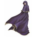  cloak ephidel_(fire_emblem) fire_emblem fire_emblem:_rekka_no_ken from_behind highres looking_at_viewer male_focus official_art purple_hair robe solo wada_sachiko white_background yellow_eyes 