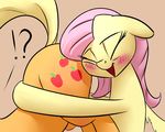  ?! applejack_(mlp) butt earth_pony equine female feral fluttershy_(mlp) friendship_is_magic horse hug mammal my_little_pony pegasus pony underpable wings 